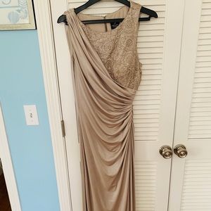 Gold Satin/Sequin Floor Length Gown